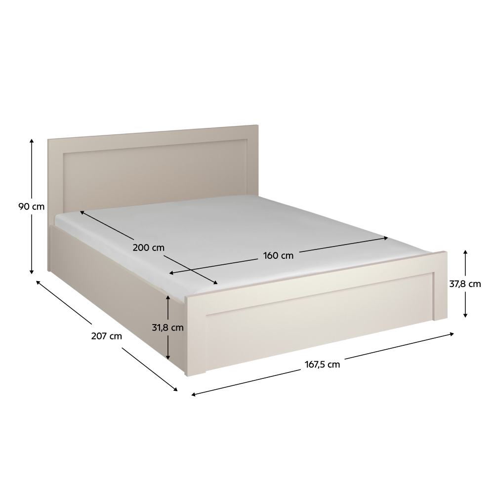 Posteľ s úložným priestorom, 160x200, kašmír, KAROS