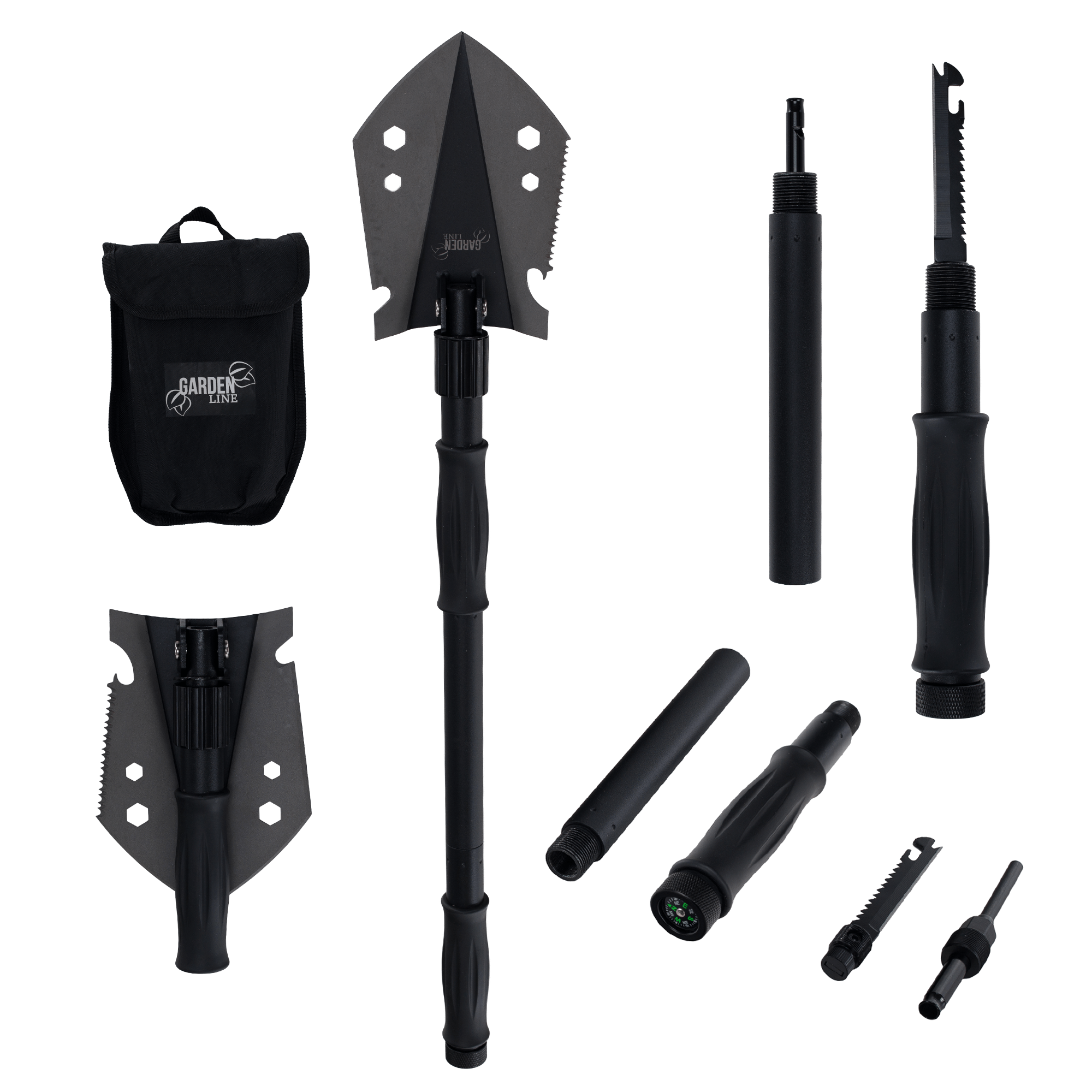 Multifunkční skládací lopata, 9v1, černá, TURAN TYP 1