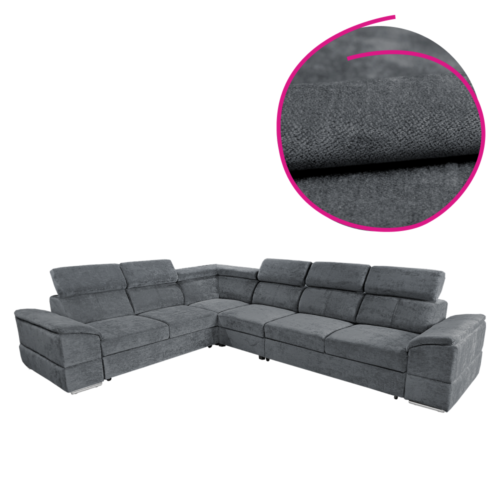 Sedacia súprava, tmavosivá látka Sereno, SEGORIA LUX