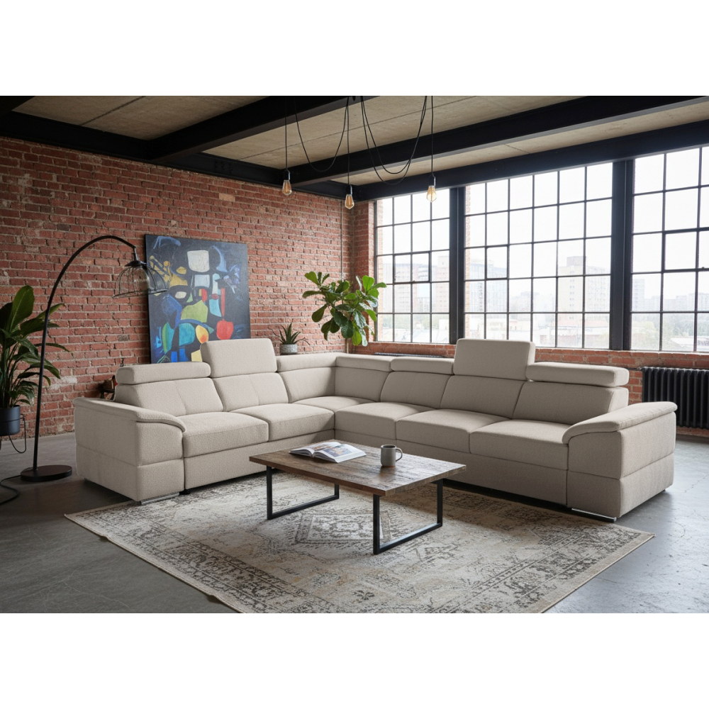 Sedacia súprava, smotanová látka Majestic, SEGORIA LUX