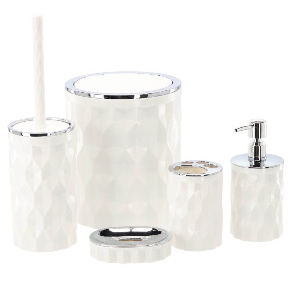 Sada koupelnových doplňků, 5 dílná, bílá, RABER