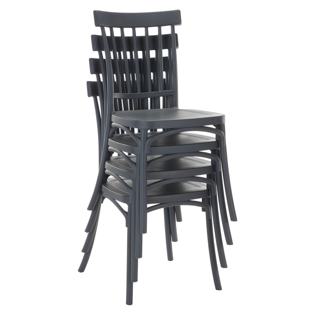 Stohovateľná stolička, tmavosivá, SAZEN NEW