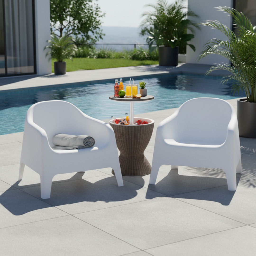 Stohovateľné kreslo, biela, plast, SOKRA NEW