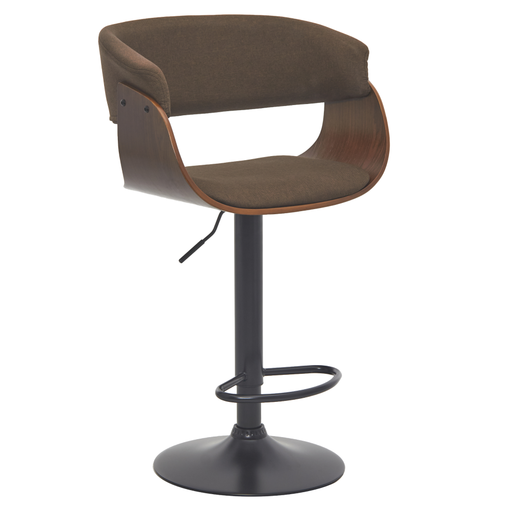 Barová židle, hnědá látka/ořech/černá, ELKIN