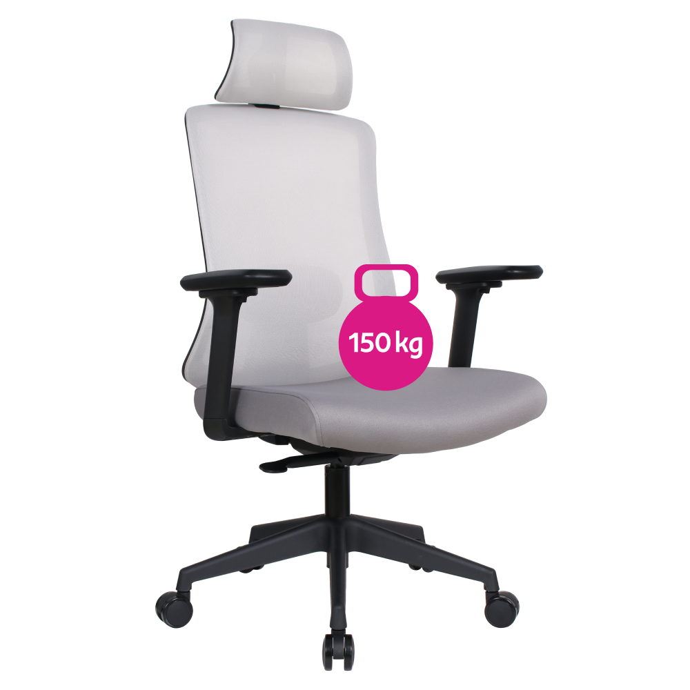 Kancelárske kreslo, sivá/čierna, nosnosť 150 kg, ROSANO