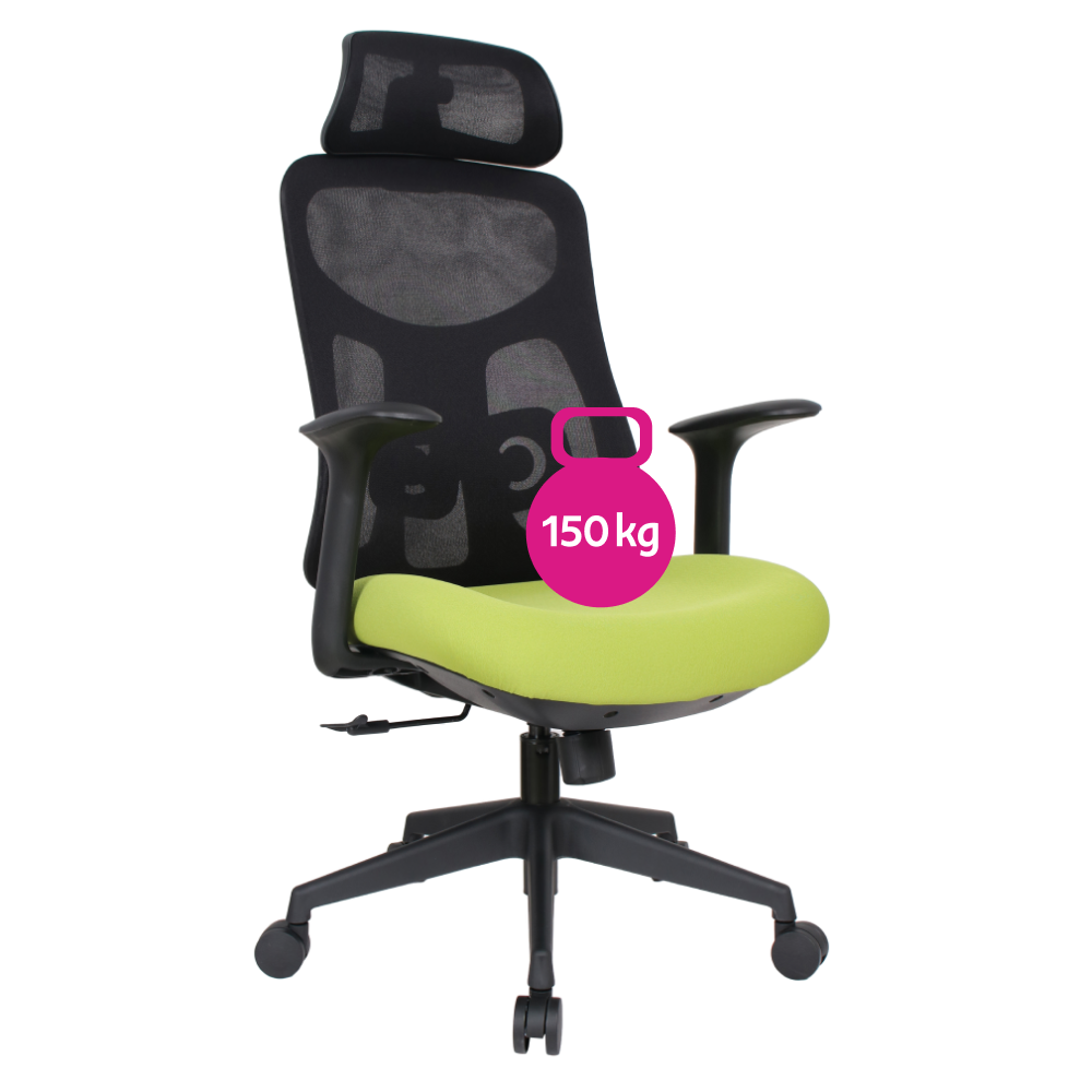 Kancelárske kreslo, zelená/čierna, nosnosť 150 kg, SULIVAN
