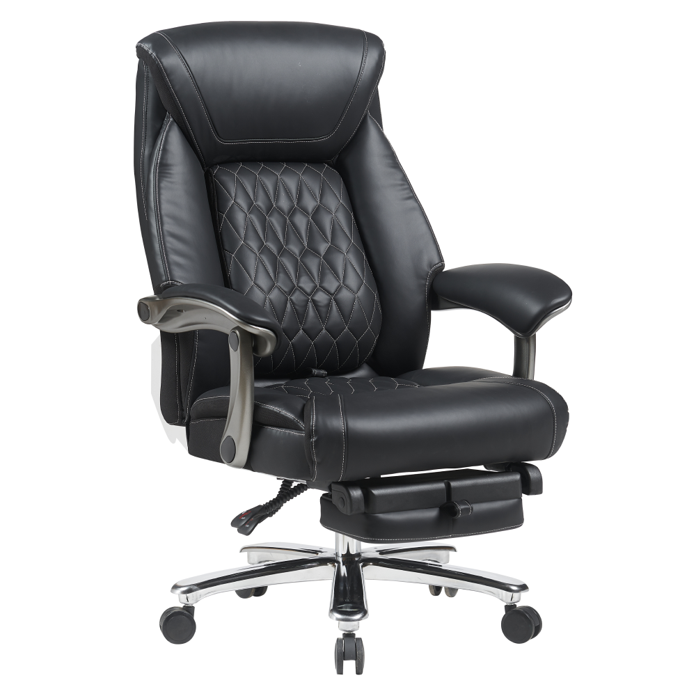 Kancelárske kreslo, čierna ekokoža/chróm, nosnosť 150 kg, URIEN