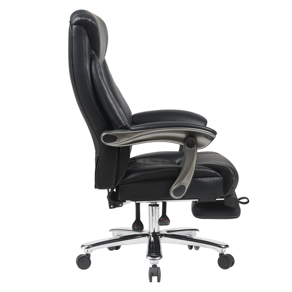 Kancelárske kreslo, čierna ekokoža/chróm, nosnosť 150 kg, URIEN