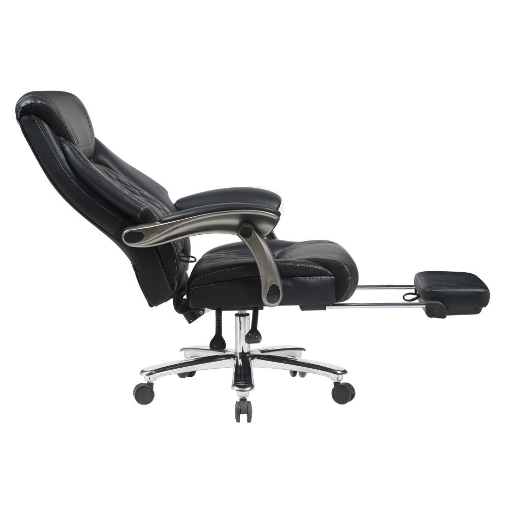Kancelárske kreslo, čierna ekokoža/chróm, nosnosť 150 kg, URIEN