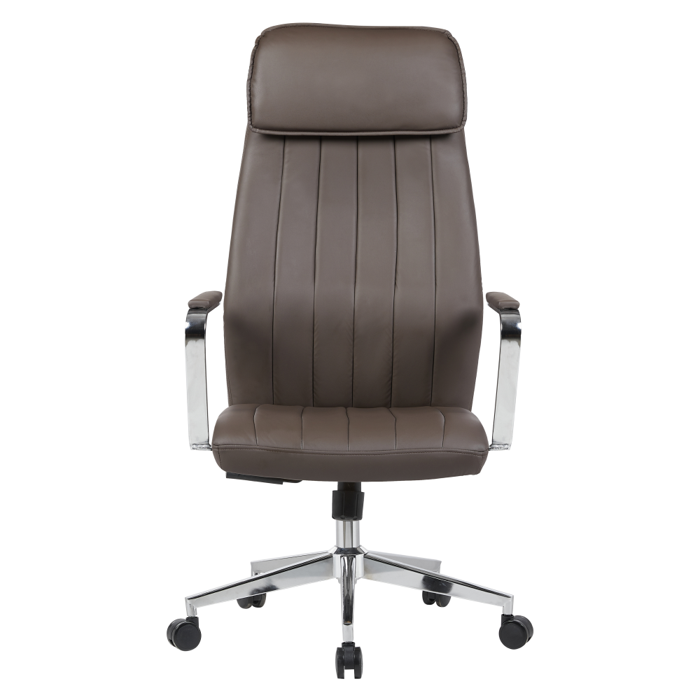 Kancelárske kreslo, sivohnedá ekokoža/chróm, nosnosť 150 kg, ELADIO