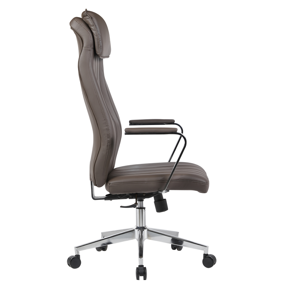 Kancelárske kreslo, sivohnedá ekokoža/chróm, nosnosť 150 kg, ELADIO