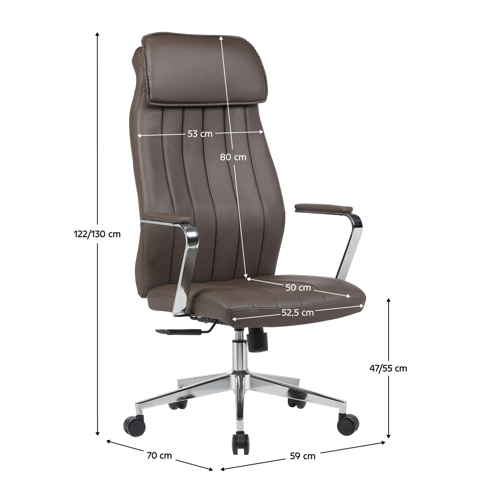 Kancelárske kreslo, sivohnedá ekokoža/chróm, nosnosť 150 kg, ELADIO