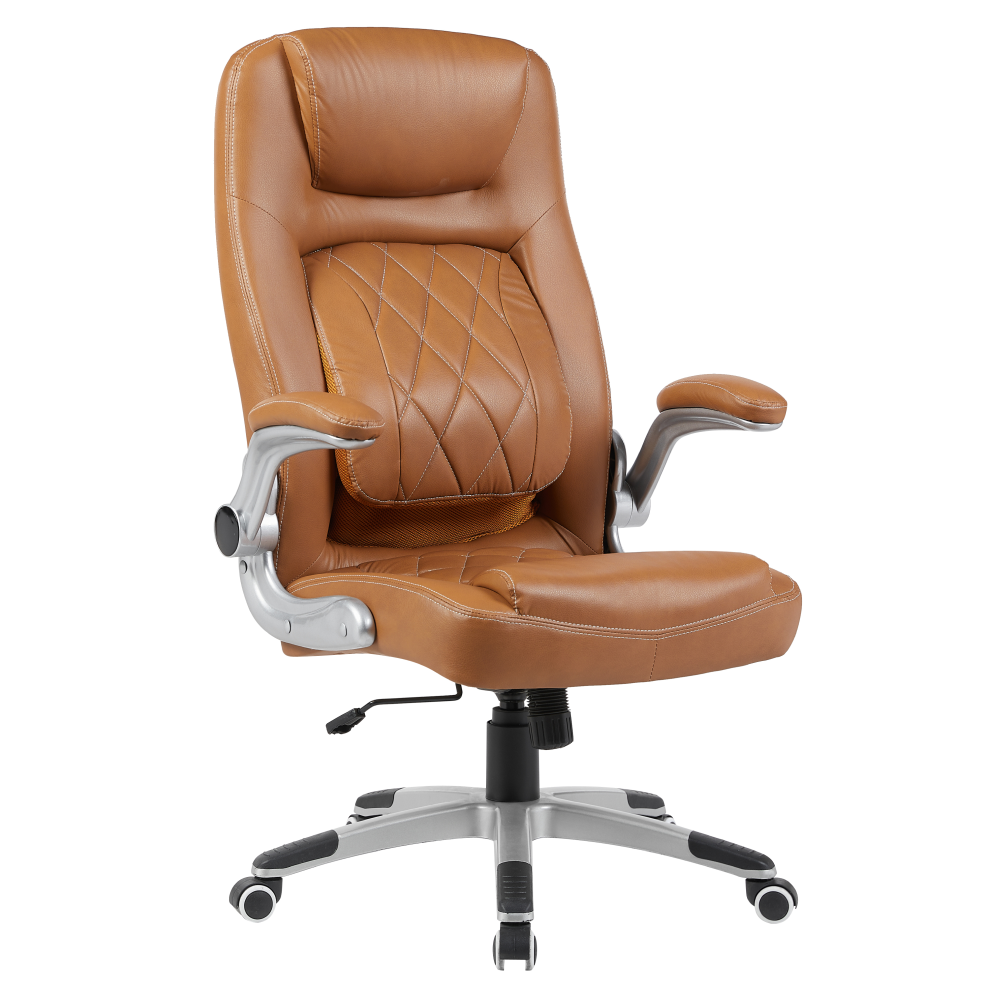 Kancelárske kreslo, hnedá ekokoža/strieborná, nosnosť 150 kg, GREKO