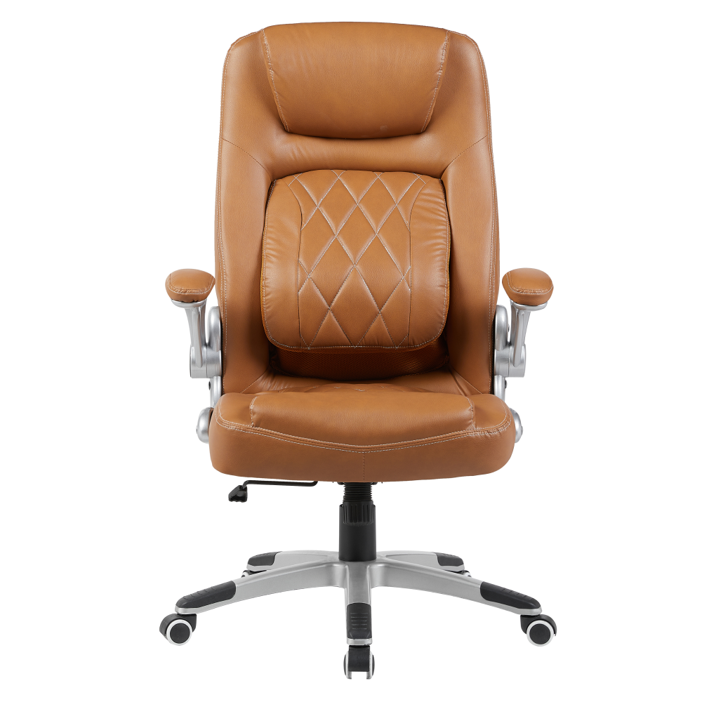 Kancelárske kreslo, hnedá ekokoža/strieborná, nosnosť 150 kg, GREKO