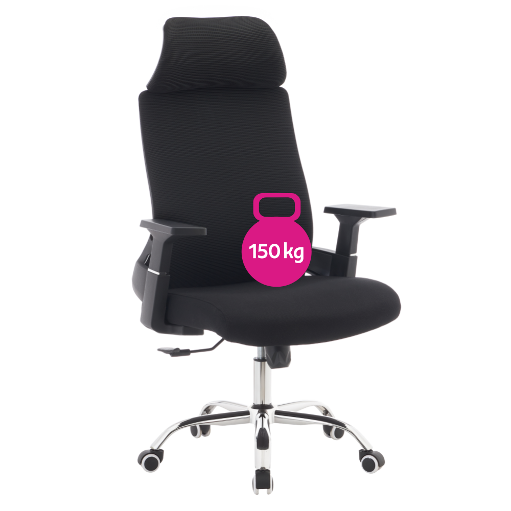 Kancelárske kreslo, čierna/chróm, nosnosť 150 kg, HOLGER