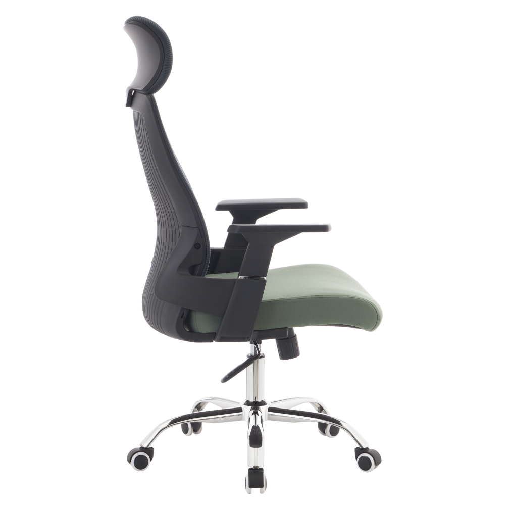 Kancelárske kreslo, tmavosivá/zelená/chróm, nosnosť 150 kg, HOLGER
