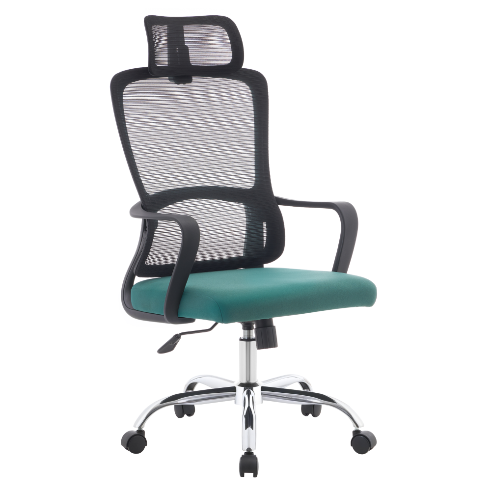 Kancelárske kreslo, čierna/zelená/chróm, nosnosť 150 kg, RANDY