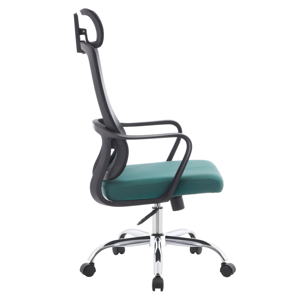 Kancelárske kreslo, čierna/zelená/chróm, nosnosť 150 kg, RANDY