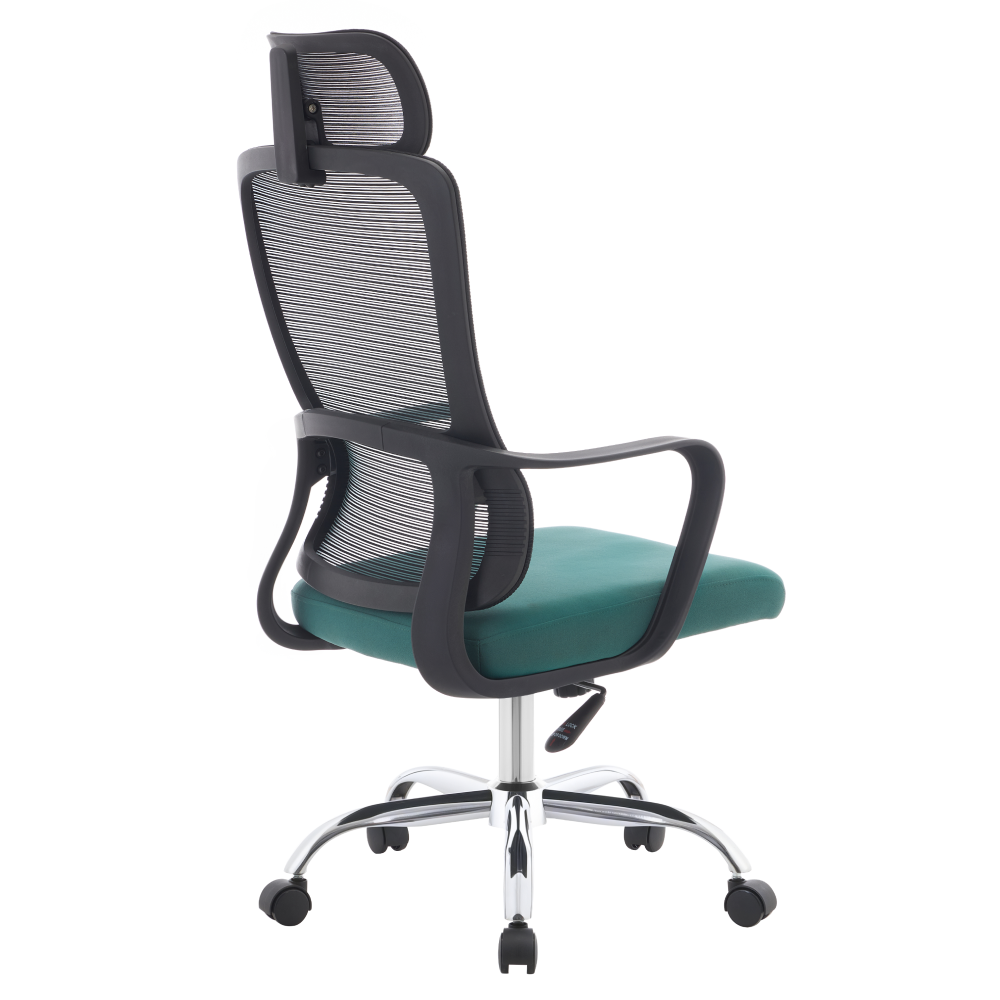 Kancelárske kreslo, čierna/zelená/chróm, nosnosť 150 kg, RANDY
