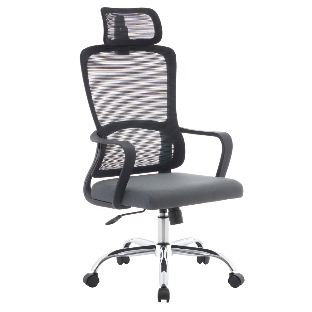 Kancelárske kreslo, čierna/sivá/chróm, nosnosť 150 kg, RANDY