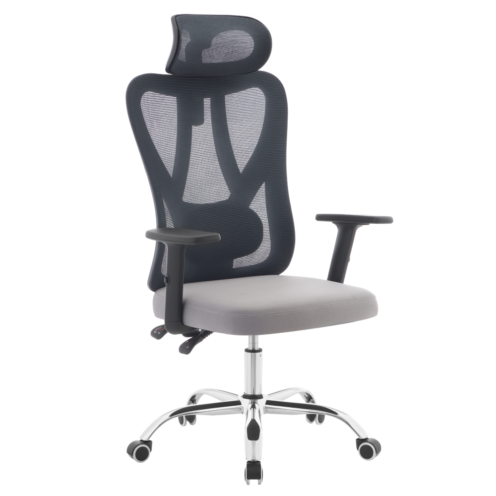 Kancelárske kreslo, tmavosivá/svetlosivá/chróm, nosnosť 150 kg, ADEMIR