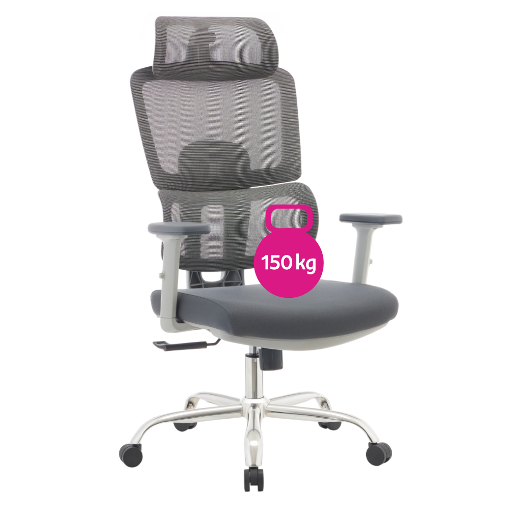 Kancelárske kreslo, sivá/chróm, nosnosť 150 kg, BYRON