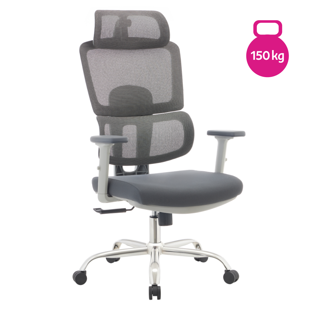 Kancelárske kreslo, sivá/chróm, nosnosť 150 kg, BYRON