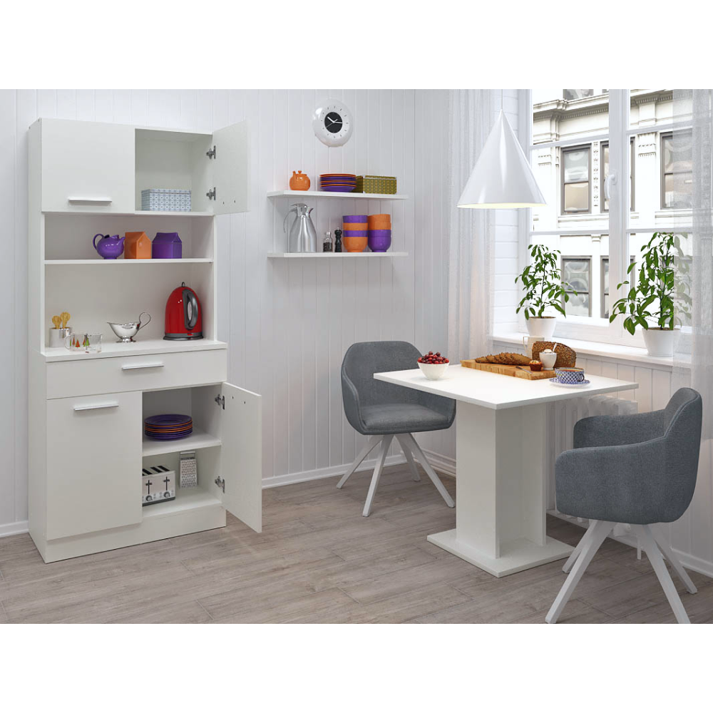 Négyajtós szekrény, fehér, DOMIS NEW Négyajtós szekrény, fehér, DOMIS NEW