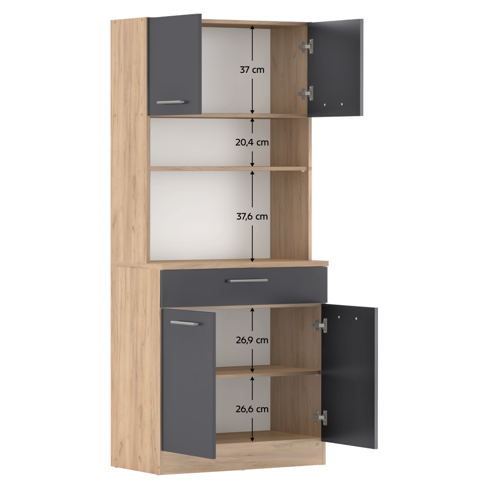 Négyajtós szekrény, artisan tölgy/grafit, DOMIS NEW Négyajtós szekrény, artisan tölgy/grafit, DOMIS NEW