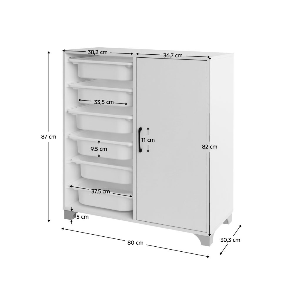 Regál/skrinka s úložnými boxmi, biela, VELTO
