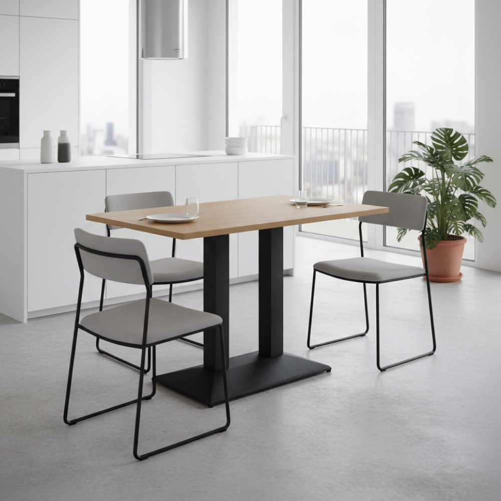 Jedálenský bistro stôl, dub sonoma/čierna, 120x60 cm, RINALDO TYP 2