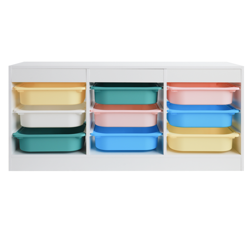 Organizér s úložnými boxami, biela/mix farieb, TRIMAL NEW