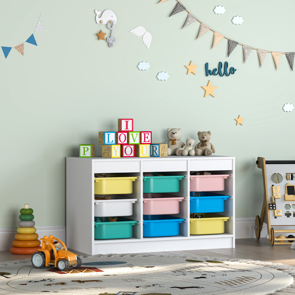 Organizér s úložnými boxami, biela/mix farieb, TRIMAL NEW