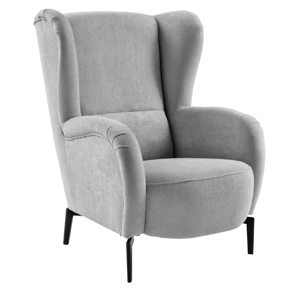 Křeslo ušák, šedá, RAMON