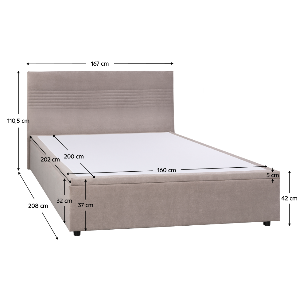 Posteľ s úložným priestorom, 160x200, béžová, RUNOL