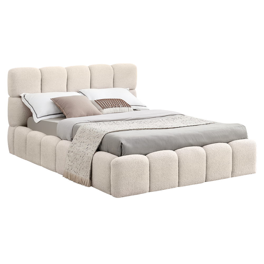 Posteľ s kovovým roštom a úložným priestorom, 140x200, béžová,...