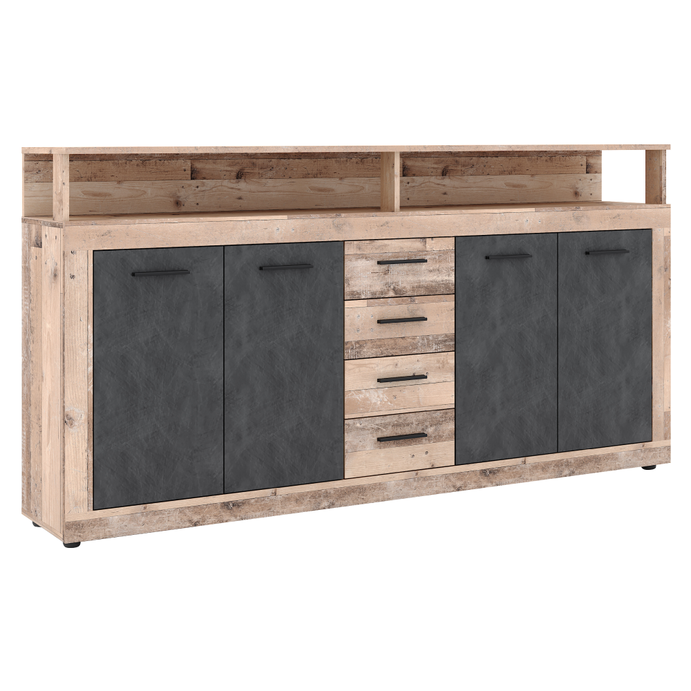 Kombinovaná komoda, old wood light/matera, LUNYSA