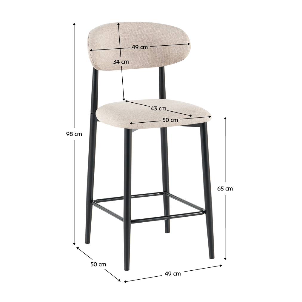 Barová stolička, béžová látka/čierna, ZAJDA TYP 2
