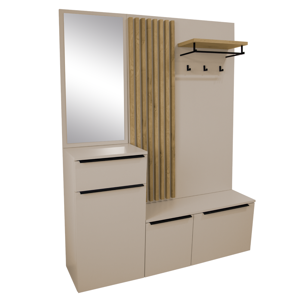 Predsieňová zostava, kašmír matná/dub artisan, ALIVA V1