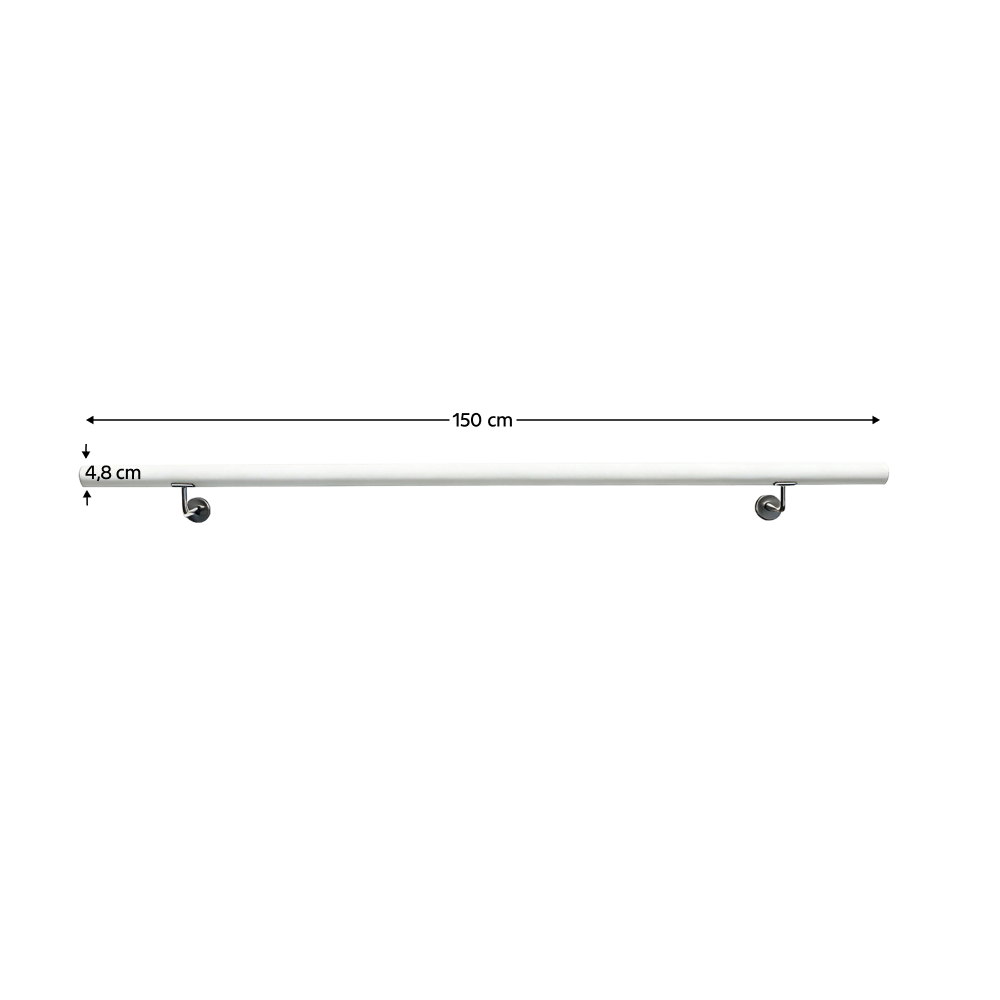 Madlo/zábradlie, masívne drevo, biela, 150 cm, MANEL TYP 3
