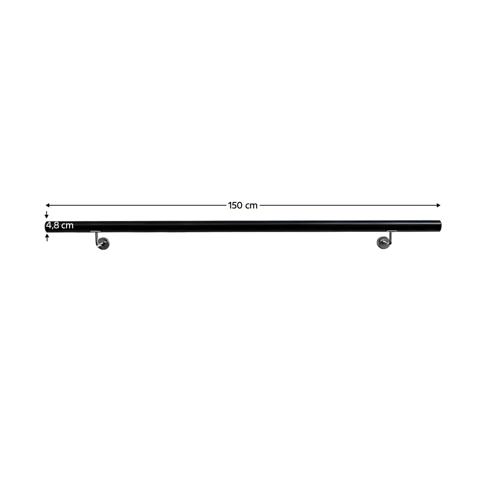 Madlo/zábradlie, masívne drevo, čierna, 150 cm, MANEL TYP 3