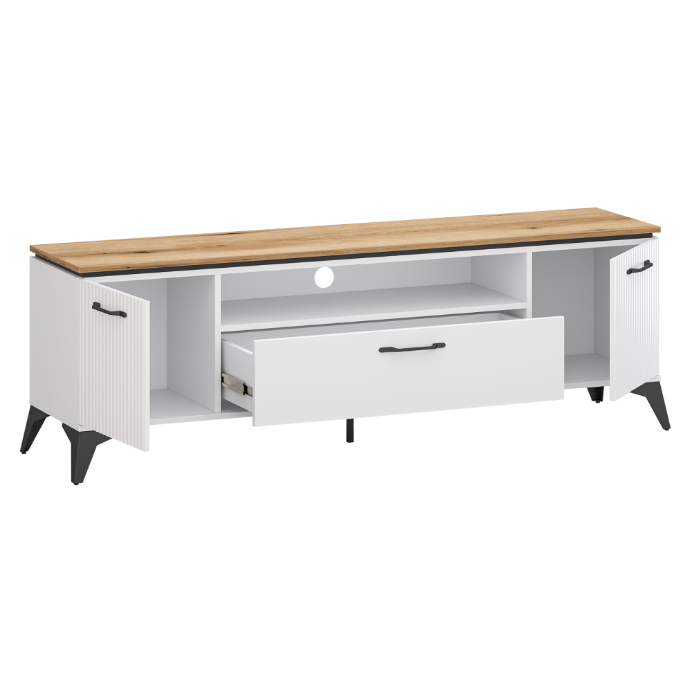 TV stolík, biela/dub evoke, VELIS 2D1S/170