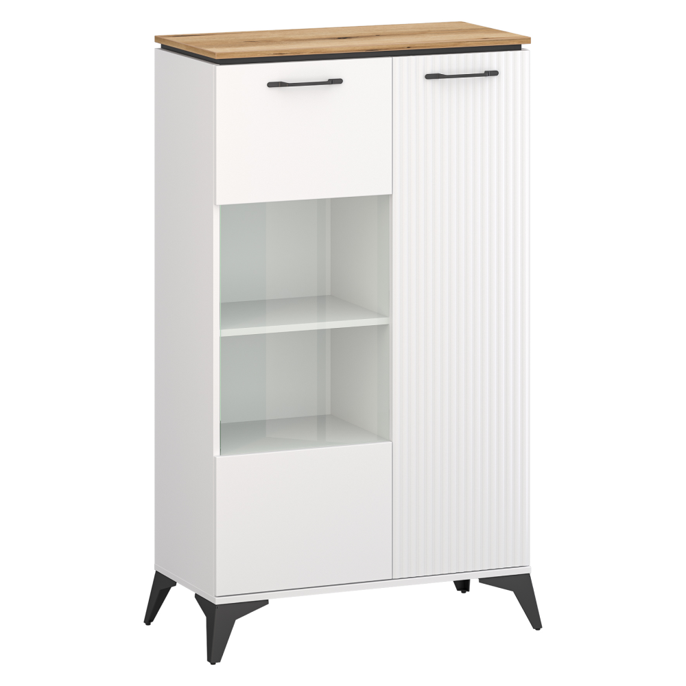 Nízká vitrína, bílá/dub evoke, VELIS 1D1W