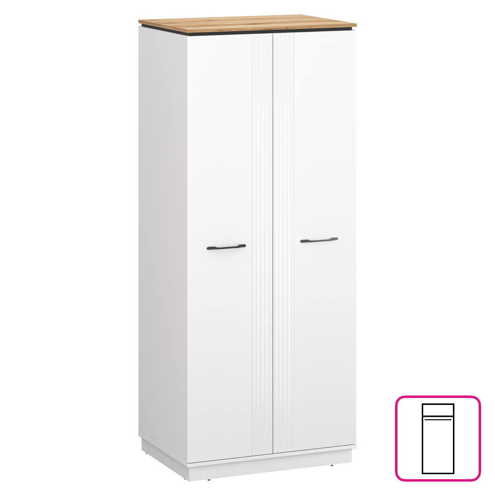 Skříň, bílá/dub evoke, VELIS 2D