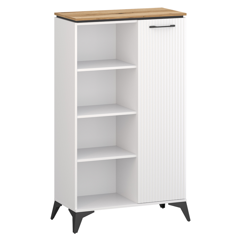 Nízký regál, bílá/dub evoke, VELIS 1D