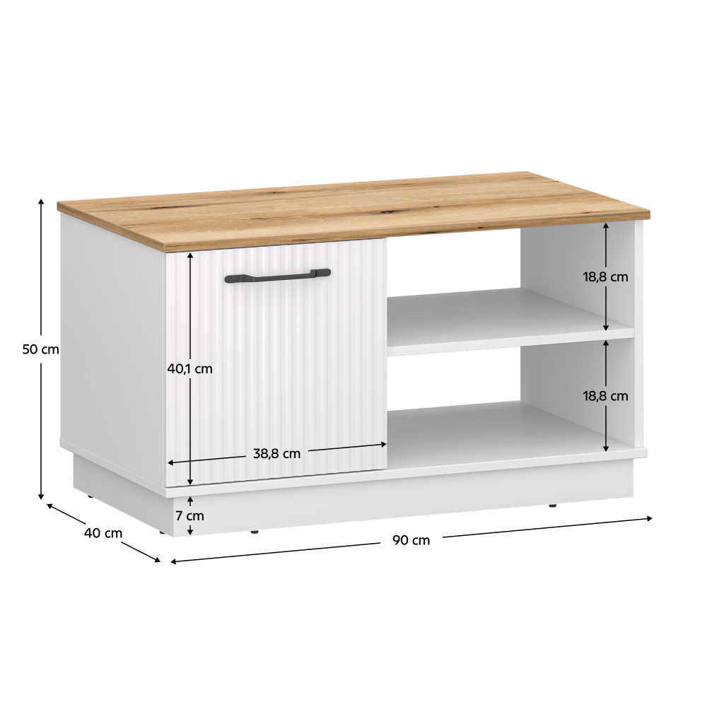 Konferenčný stolík, biela/dub evoke, VELIS 1D