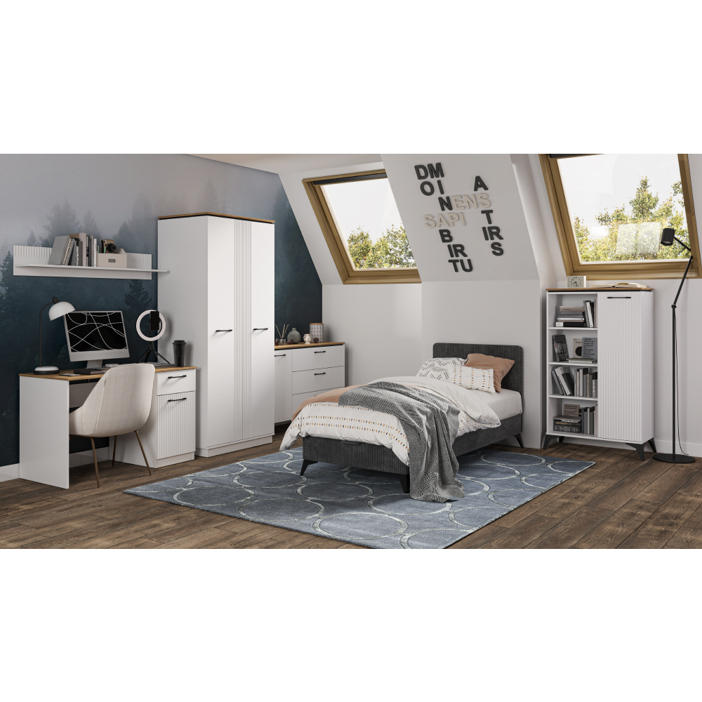 Skriňa so zrkadlom, biela/dub evoke, VELIS 1D/40