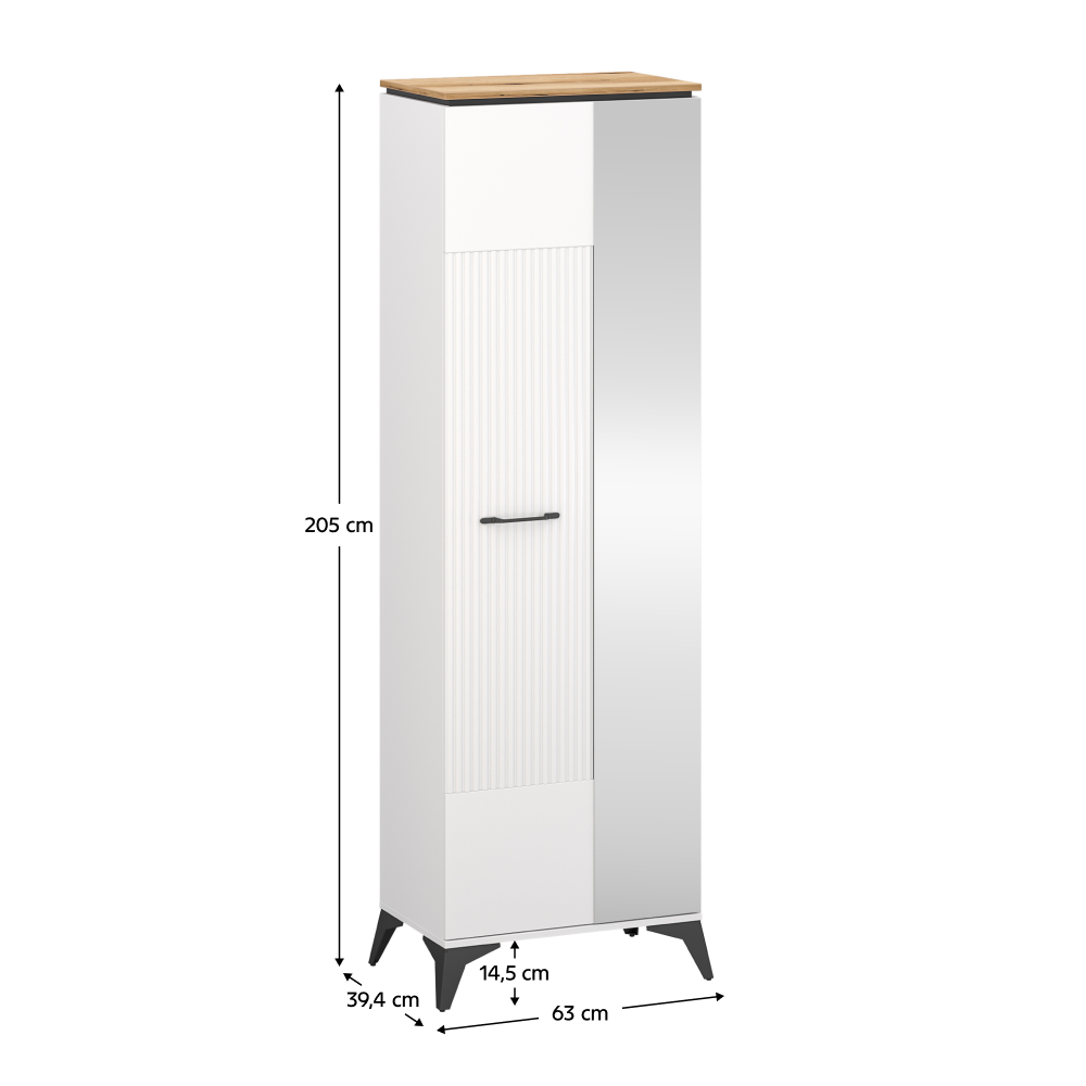 Skriňa so zrkadlom, biela/dub evoke, VELIS 1D/40