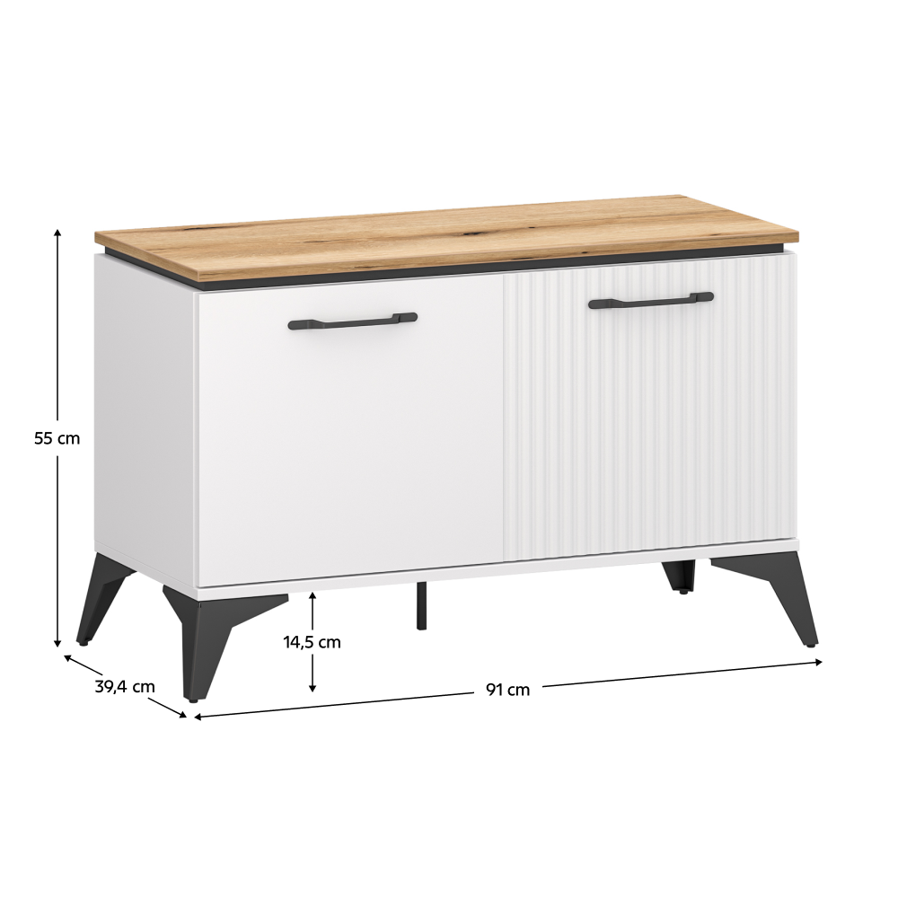 Botník, biela/dub evoke, VELIS 2D