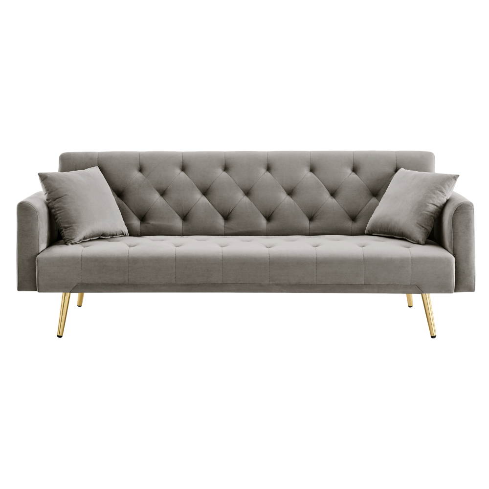 Rozkladacia pohovka, sivohnedá Taupe/gold chróm-zlatý, ALISIA